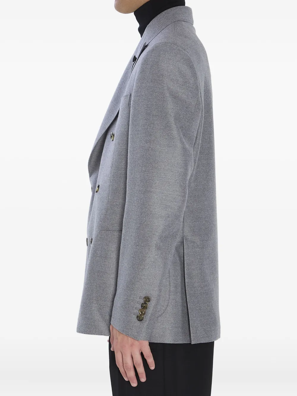 Lardini Double-breasted Virgin Wool Jacket With Peaked Lapels In Gray