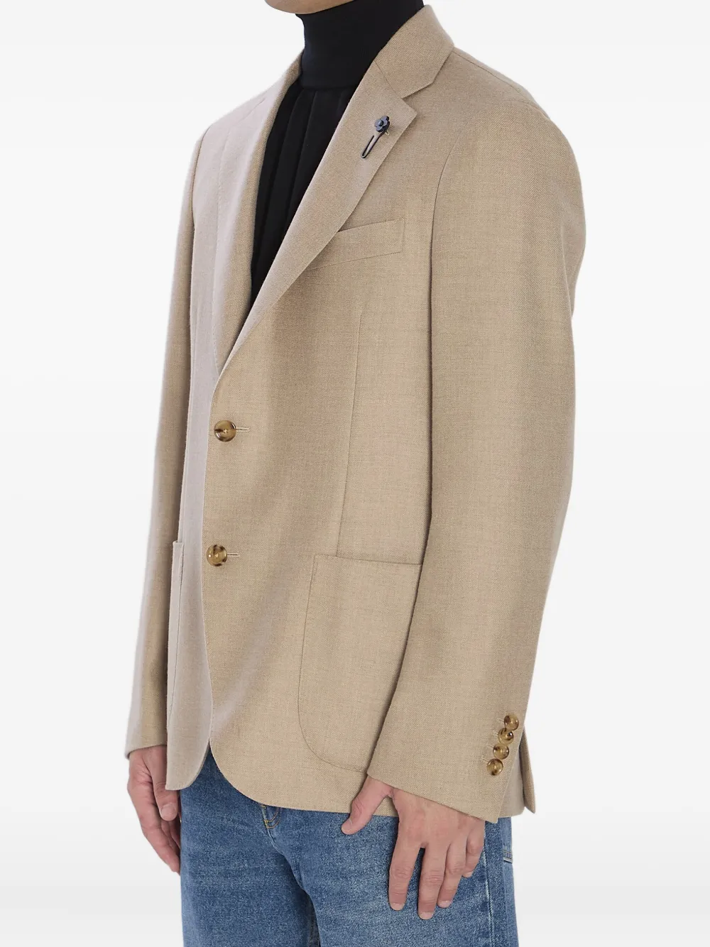 Lardini Cashmere Jacket Featuring Buttoned Cuffs In Brown