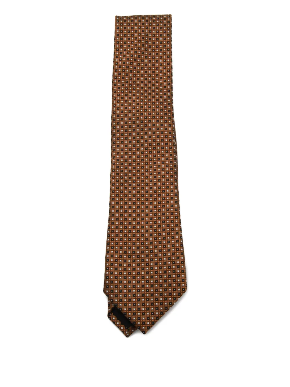 Zegna Geometric Pattern Wide Blade Ties In Brown