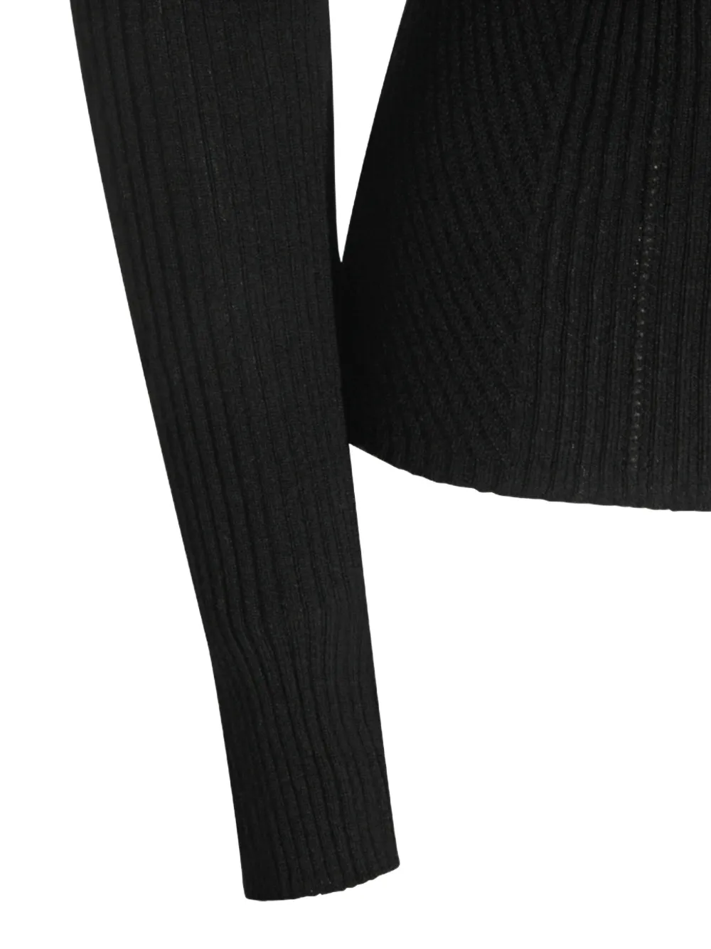 Twinset Fitted Ribbed Knit Sweater With High Neckline In Black