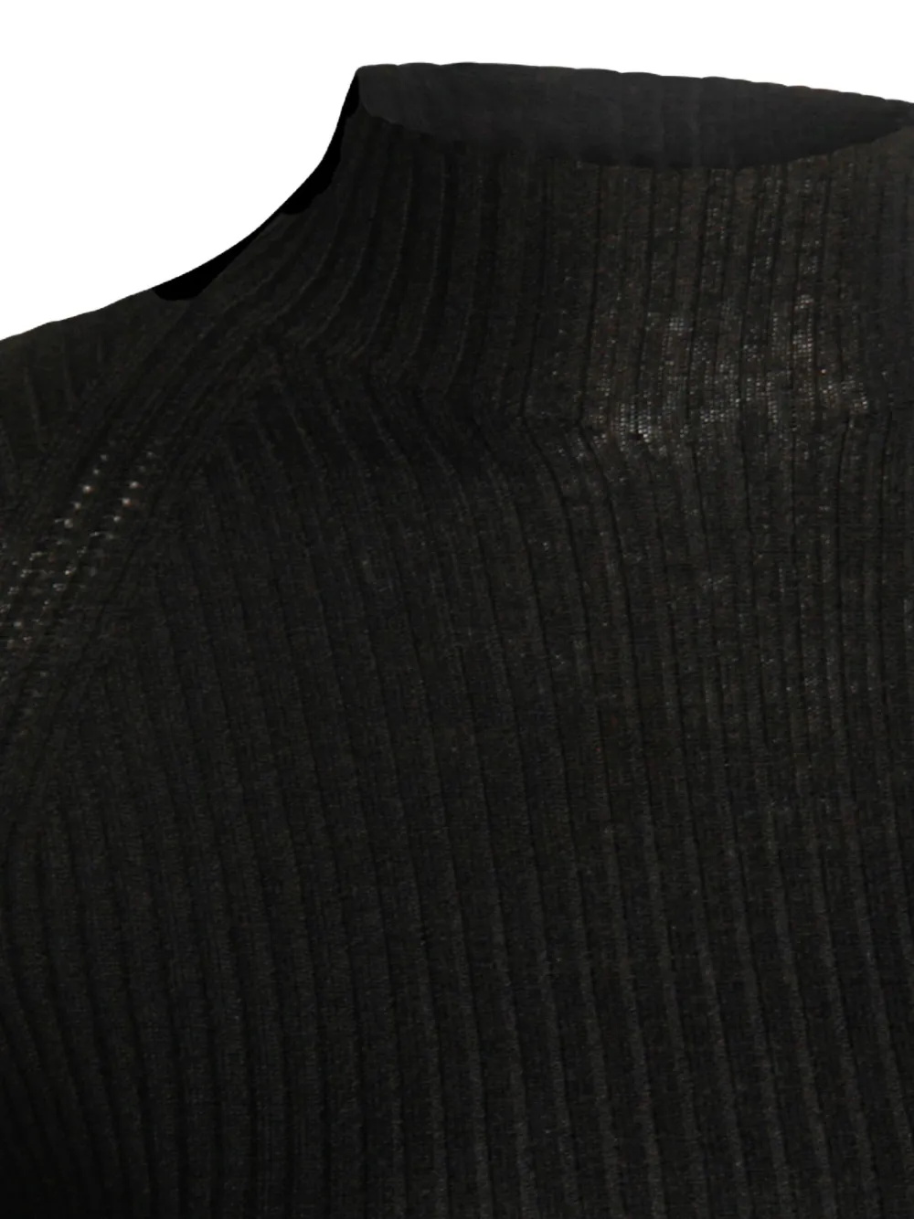Twinset Fitted Ribbed Knit Sweater With High Neckline In Black