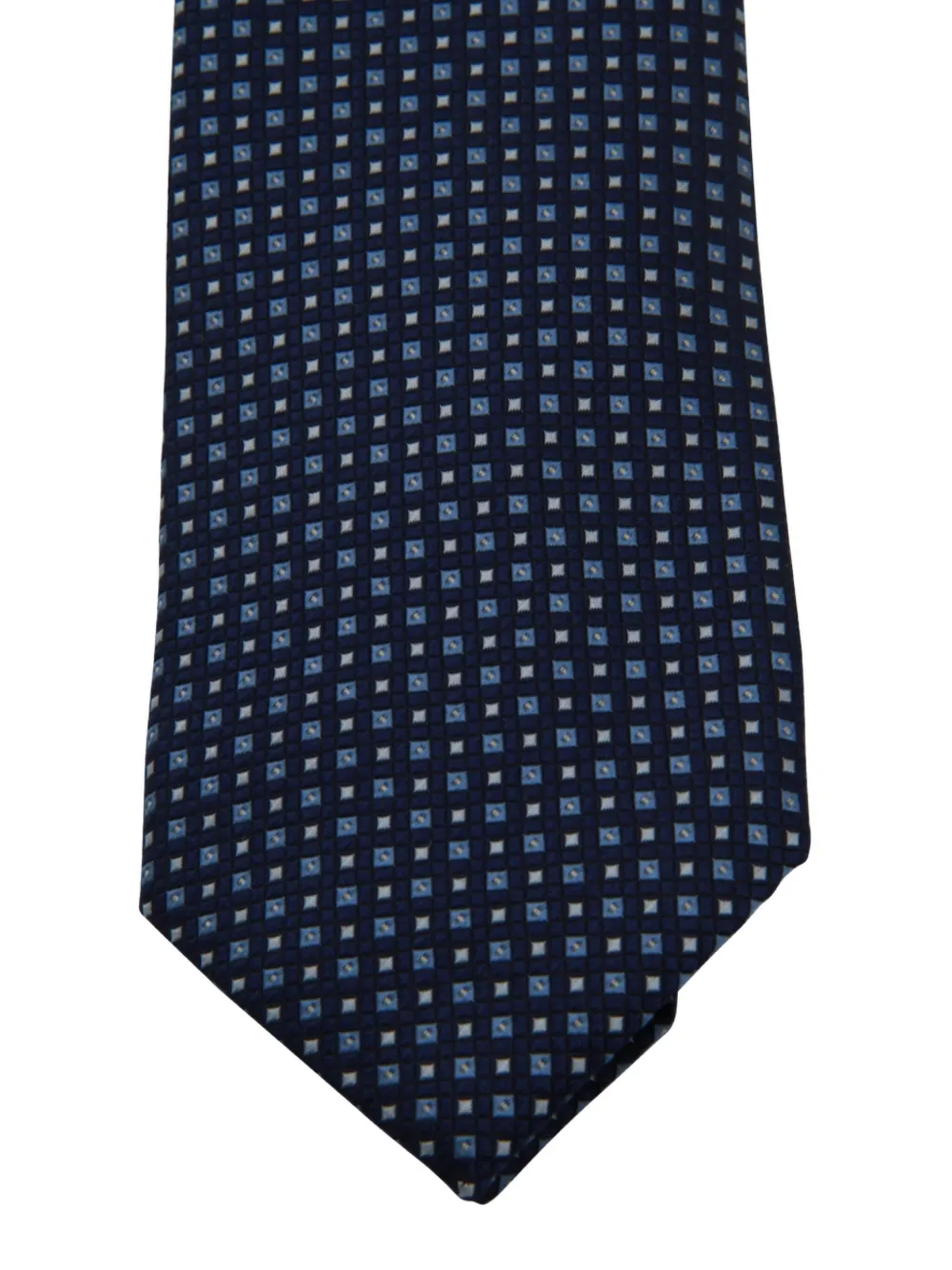 Zegna Geometric Patterned Tie Pointed Tip In Blue