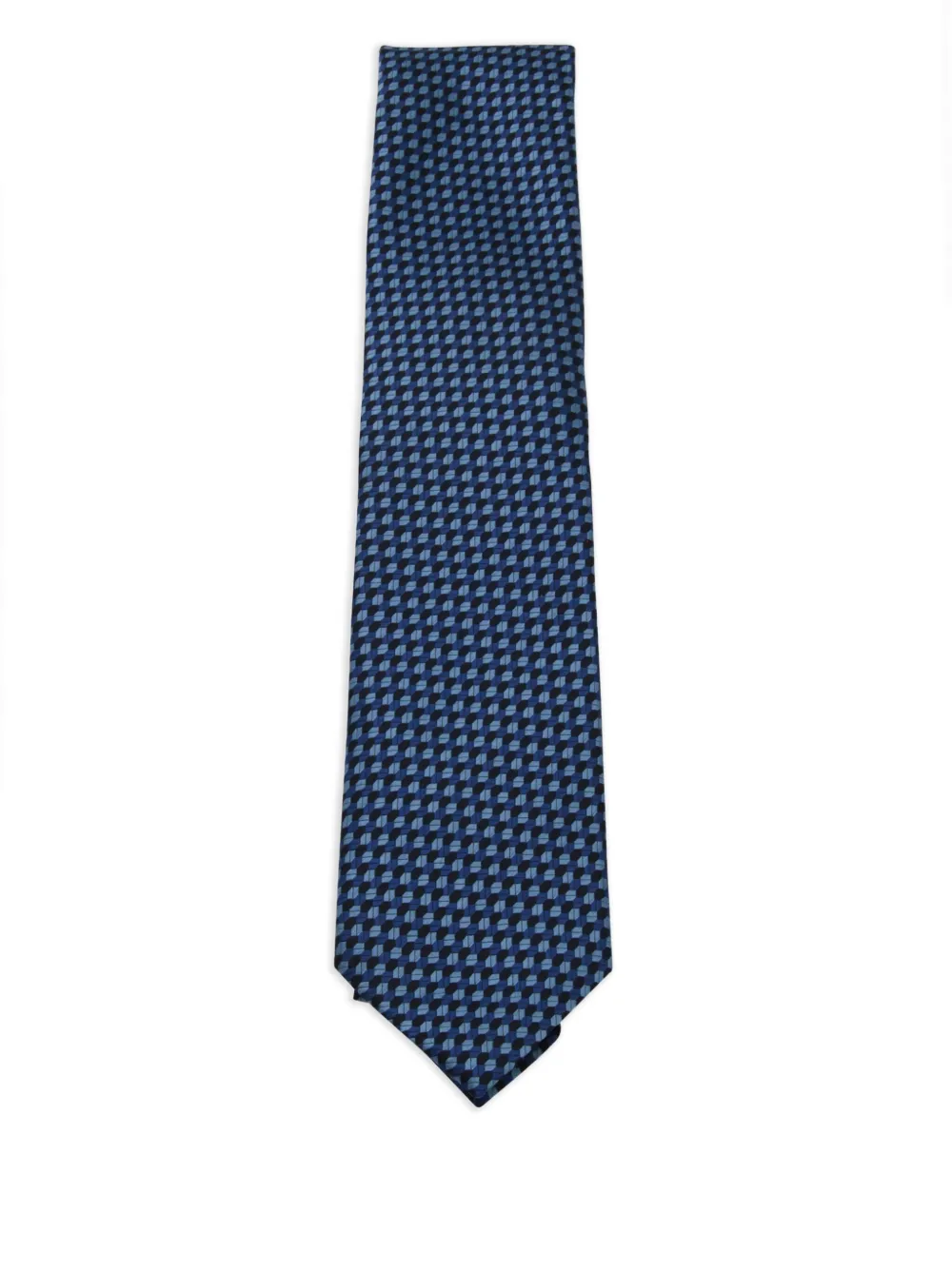 Zegna Geometric-pattern Tie In Blue