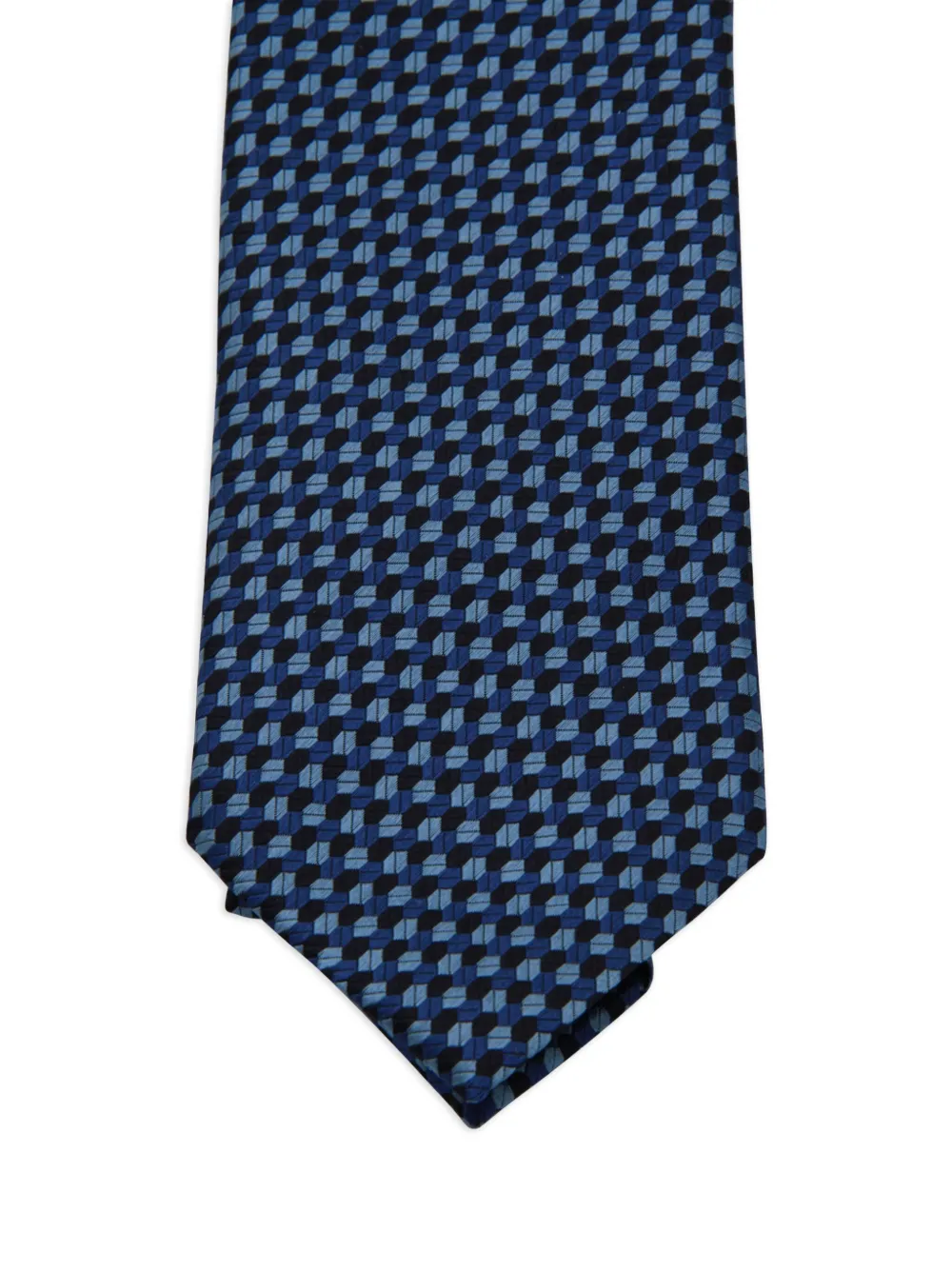 Zegna geometric-pattern tie - Blauw