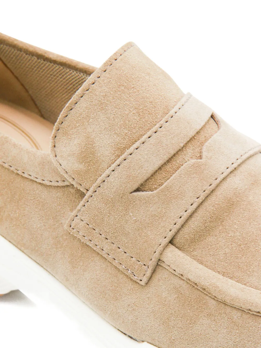 Tod's Suede Loafers With Rubber Sole And Round Toe In Brown