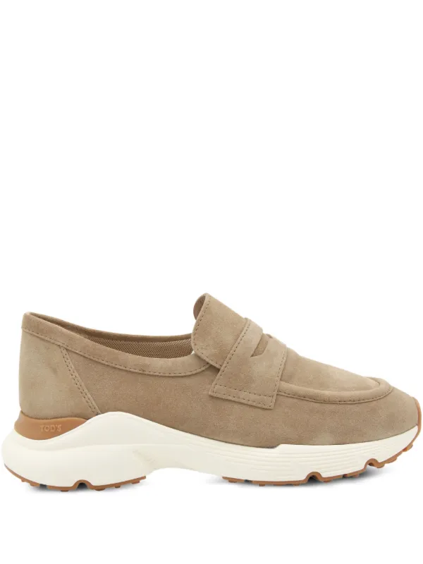 Tod's Penny Leather Slip-on Sneakers in Neutrals