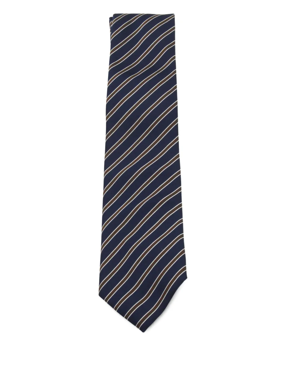 Zegna Diagonal Striped Tie Pointed Shape In Blue