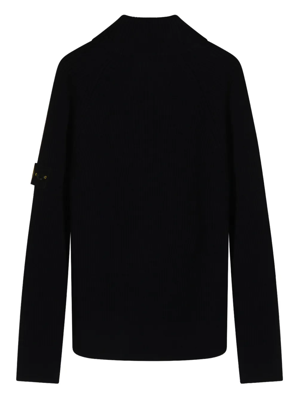 Stone Island Ribbed Zip-up Sweater In Black