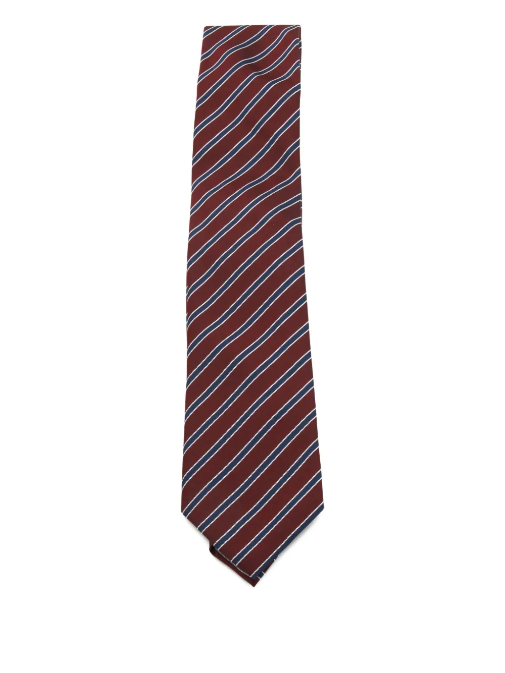 Zegna Striped Pattern Pointed Tip Ties In Red