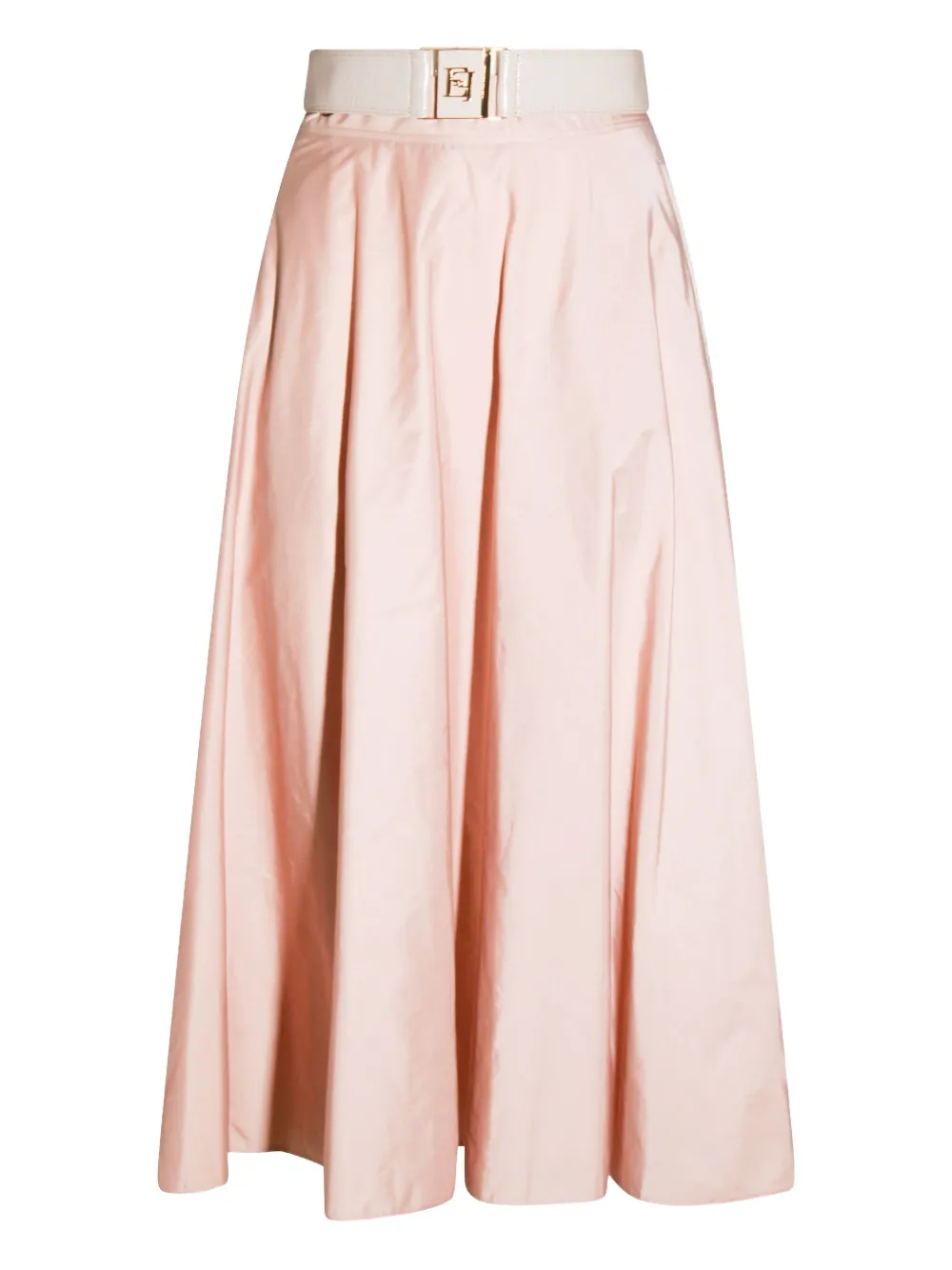 Elisabetta Franchi Skirt In Voile Fabric With Belt In Animal Print