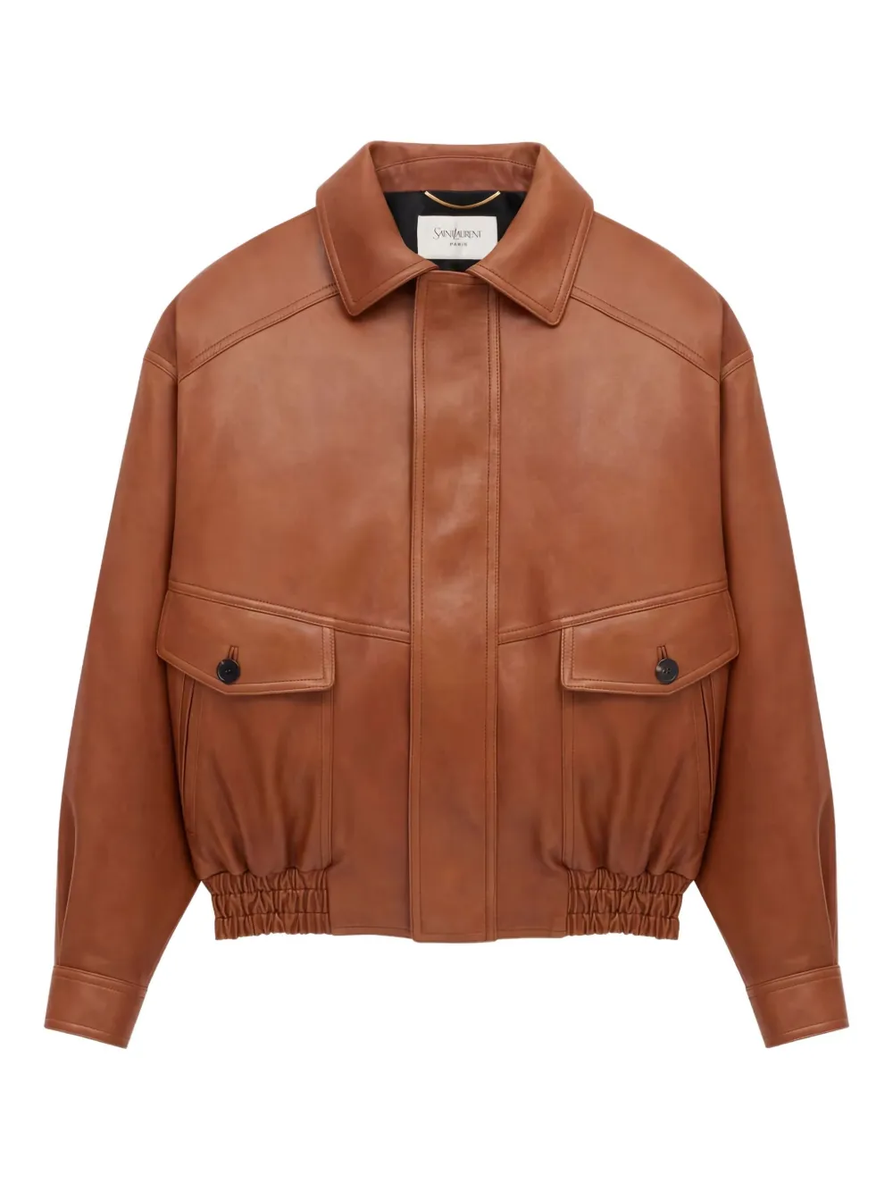 Saint Laurent flap-pockets leather jacket - Braun