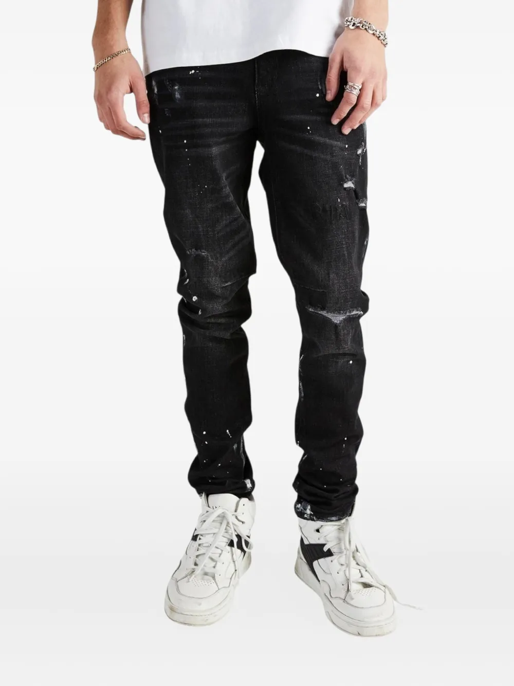 RTA Clayton paint-splatter jeans - ブラック RTA Clayton paint-splatter jeans - ブラック