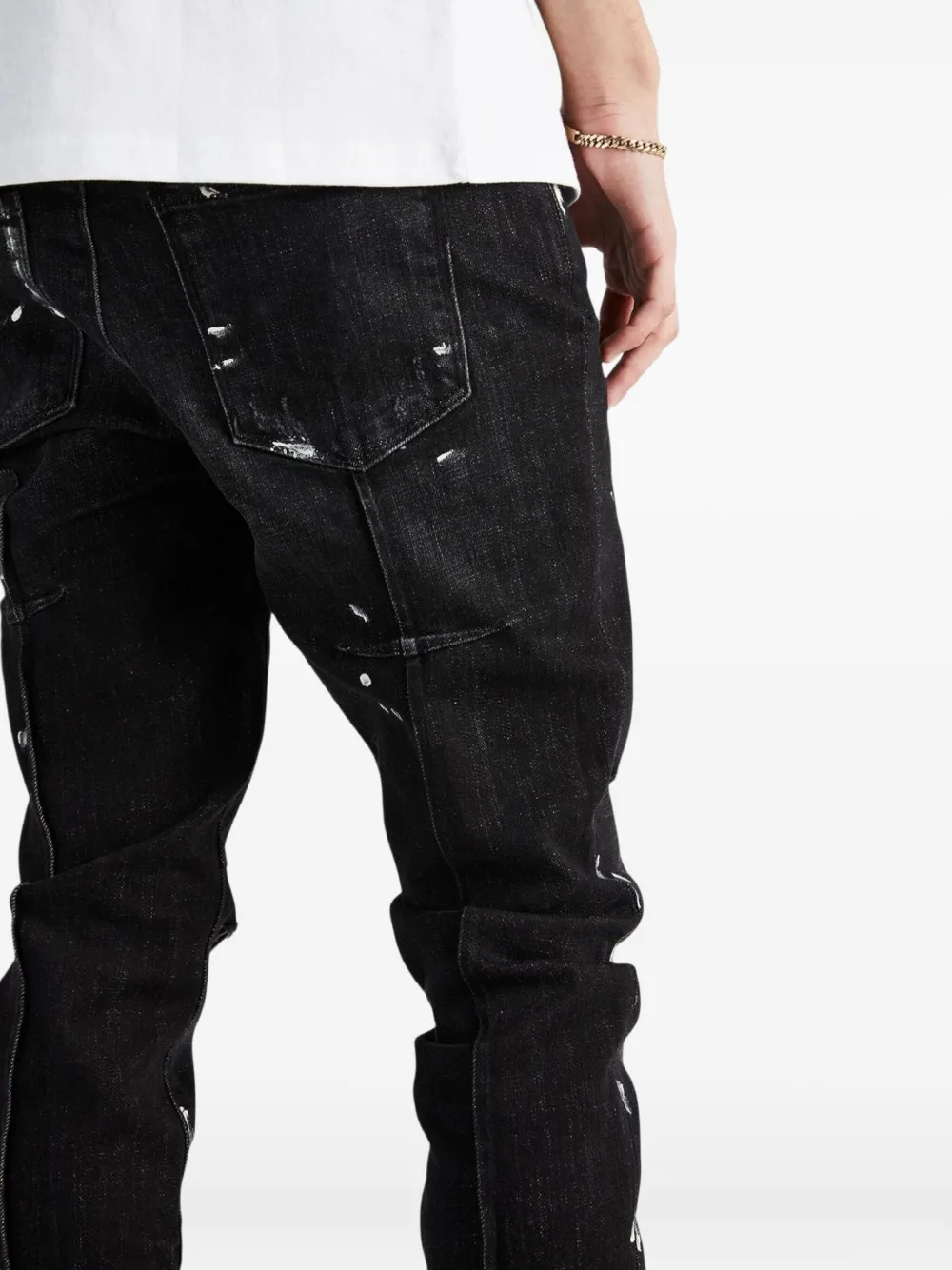Rta Clayton Paint-splatter Jeans In Animal Print