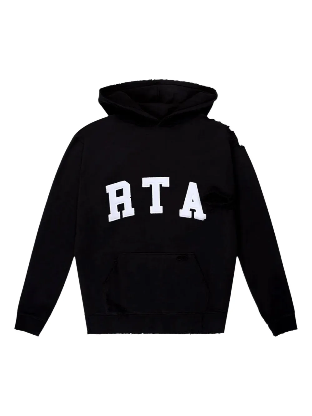 RTA distressed logo-patch hoodie | Black | Image 1