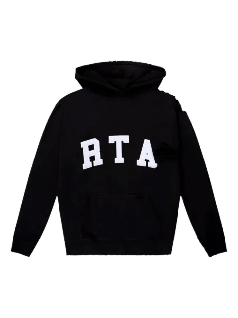 RTA distressed logo-patch hoodie