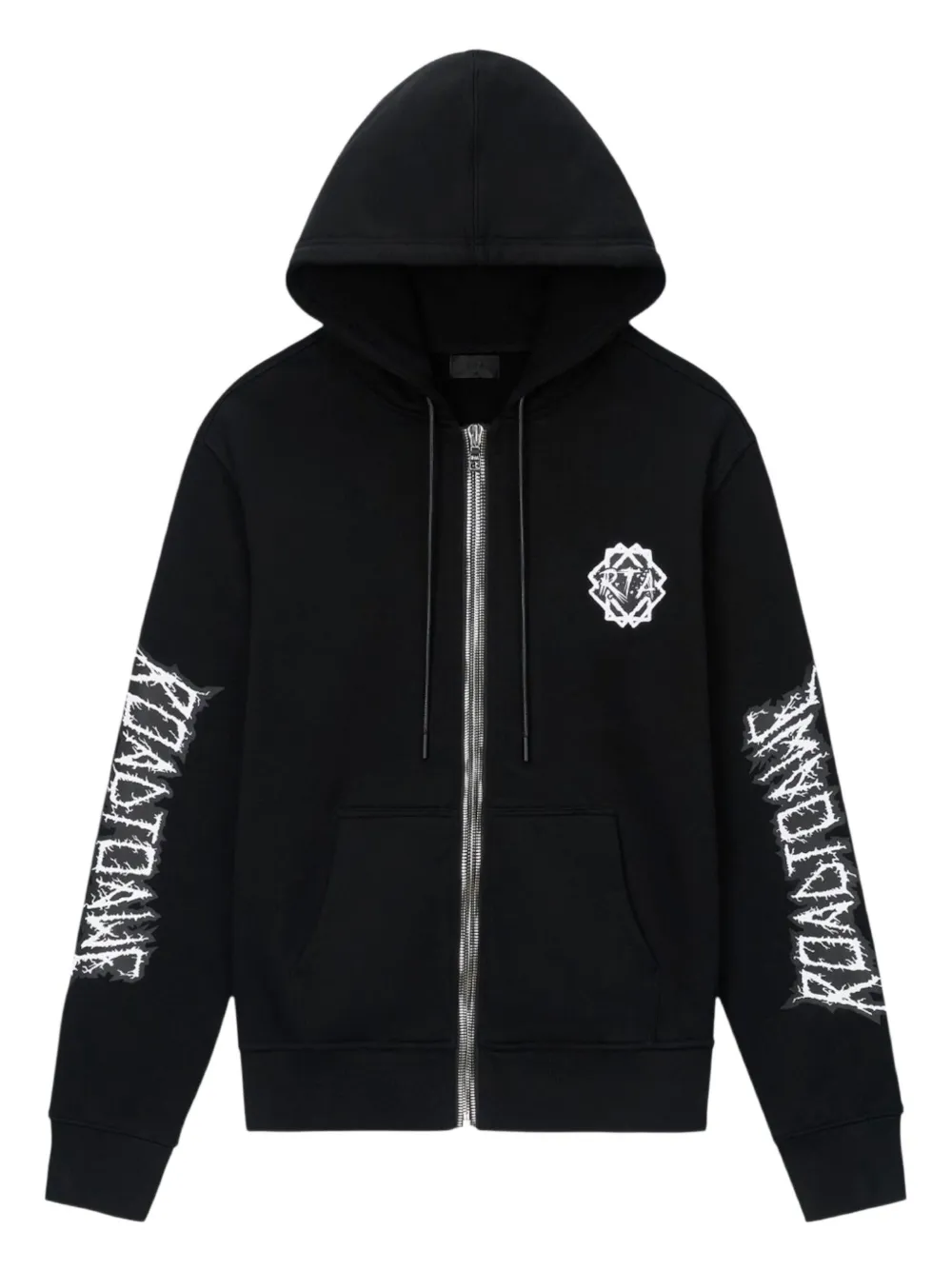 RTA zip-fastening graphic-print hoodie | Black | Image 1