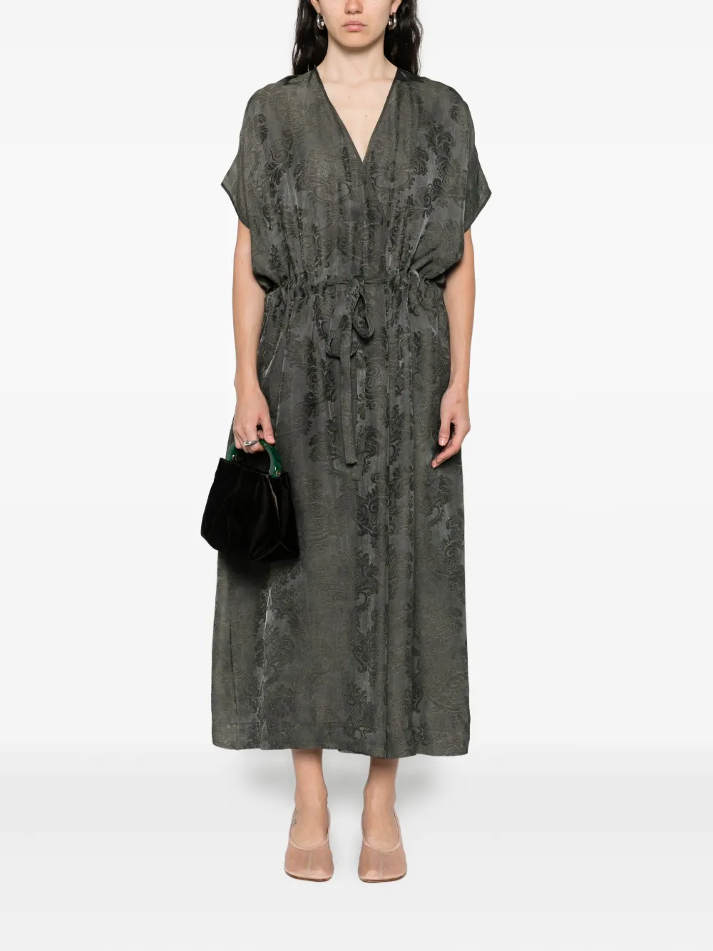 Uma Wang Jurk met bloemen patroon - Groen