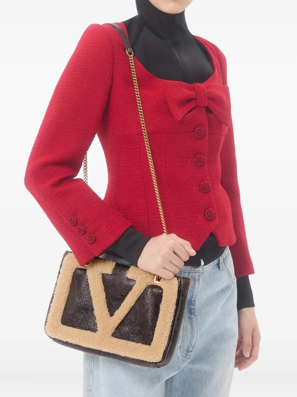 Valentino Garavani Viva Superstar kleine lammy shopper - Bruin