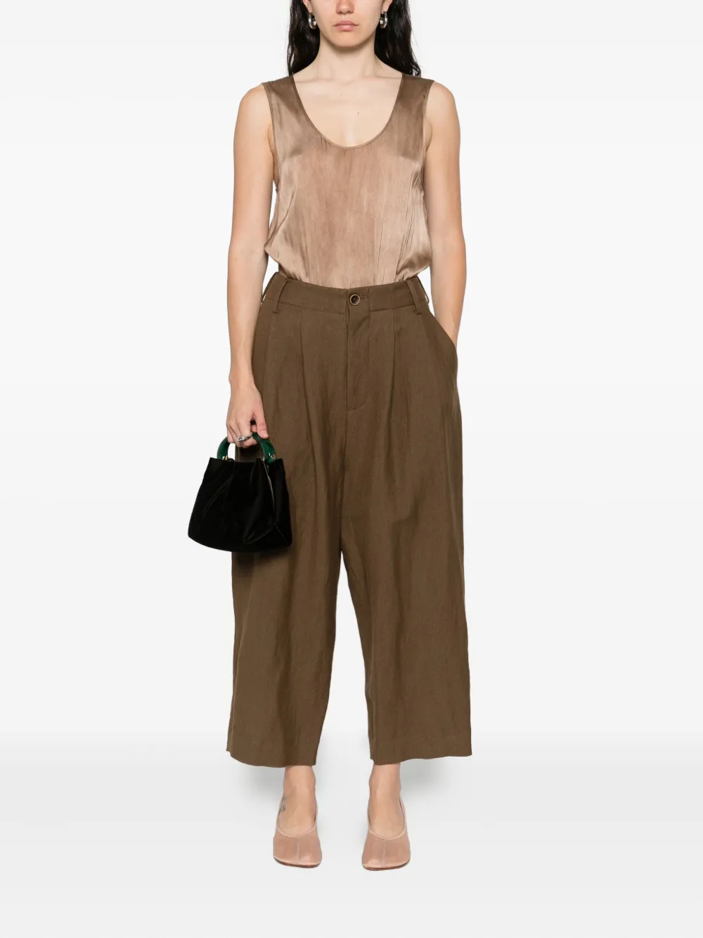 Uma Wang Cropped plooibroek - Bruin