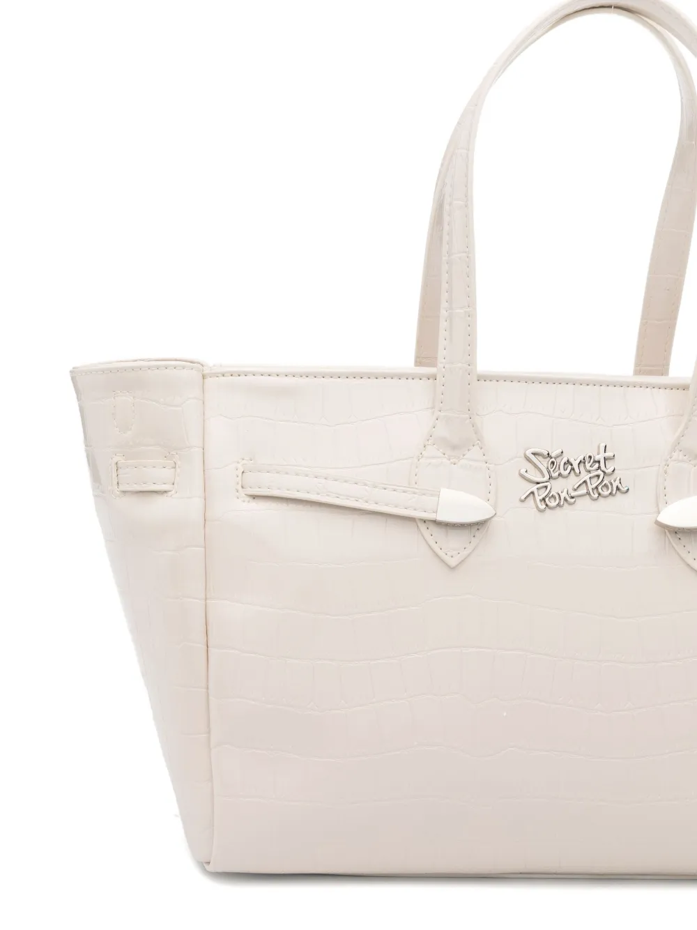 Secret Pon-pon Logo-plaque Shoulder Bag In White