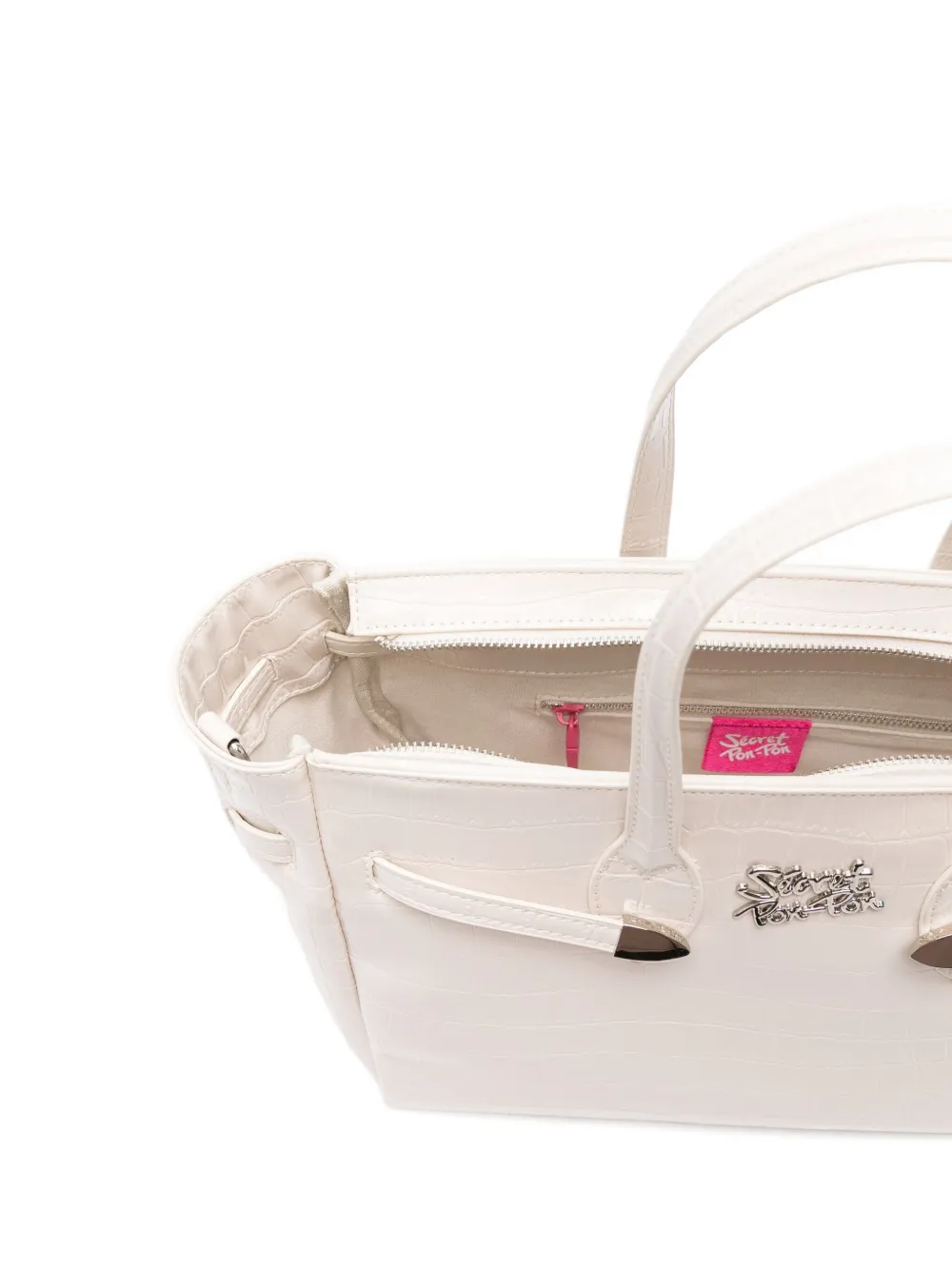 Secret Pon-pon Logo-plaque Shoulder Bag In White