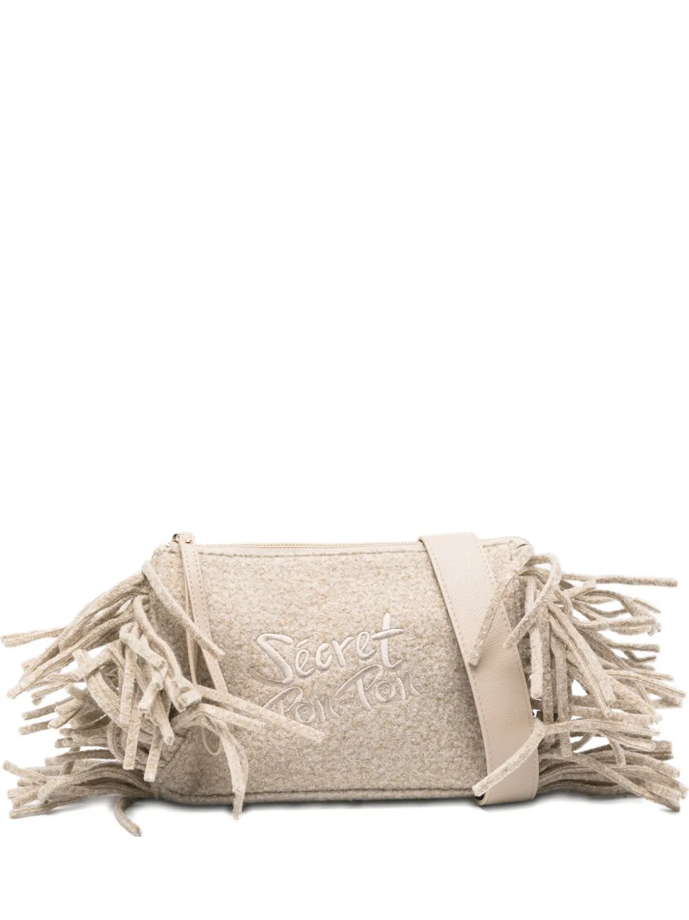Secret Pon Pon Clutch com franjas e logo bordado | Neutro | Image 1