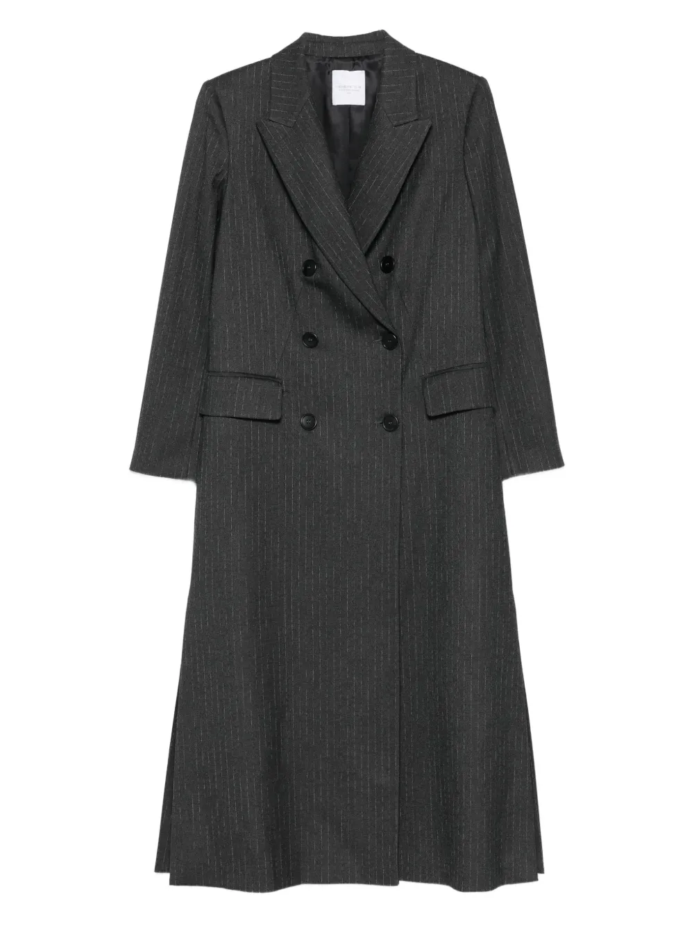 Cenere GB double-breasted pinstripe coat - Black