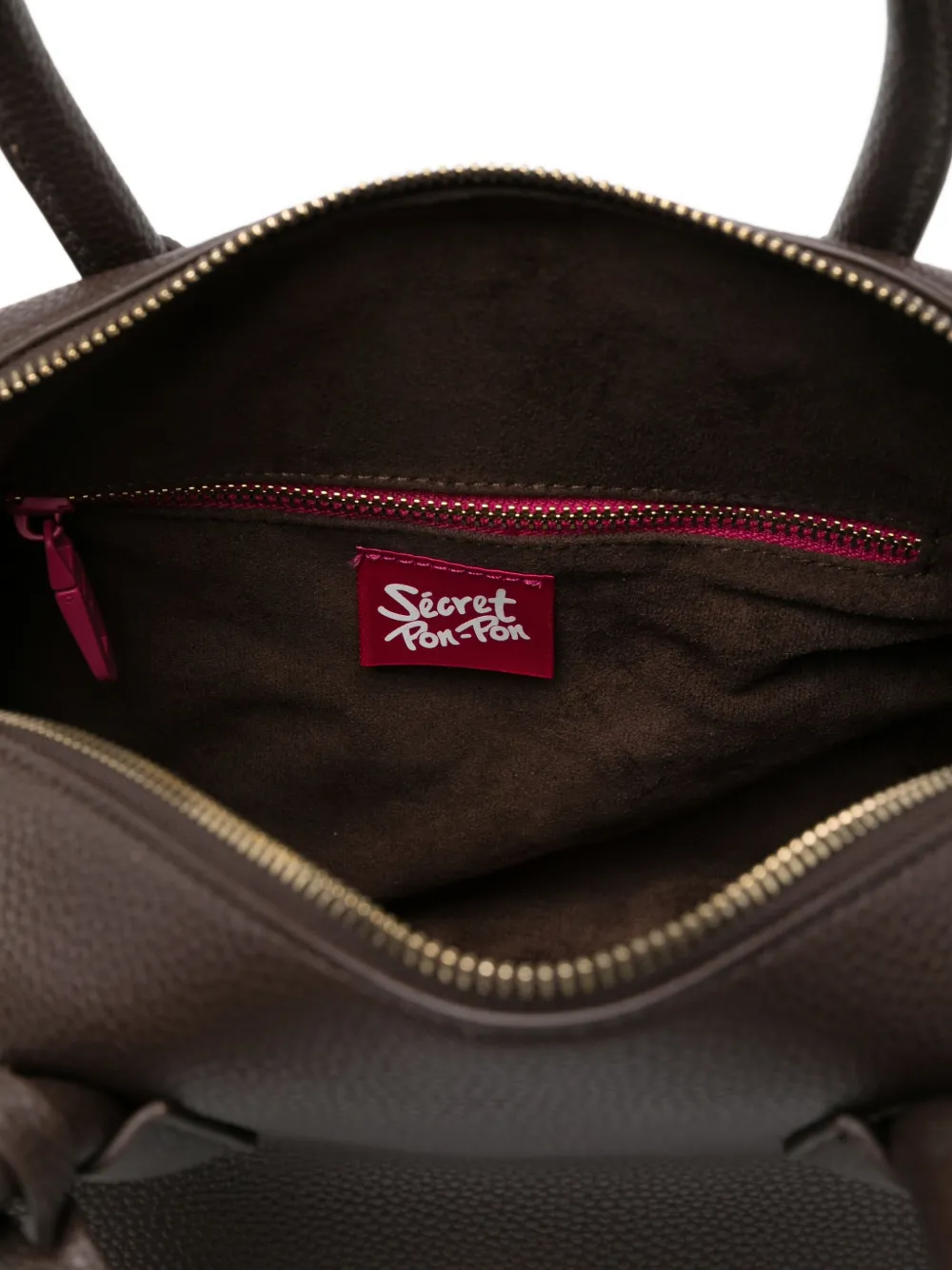 Secret Pon-pon Logo-charm Tote Bag In Brown