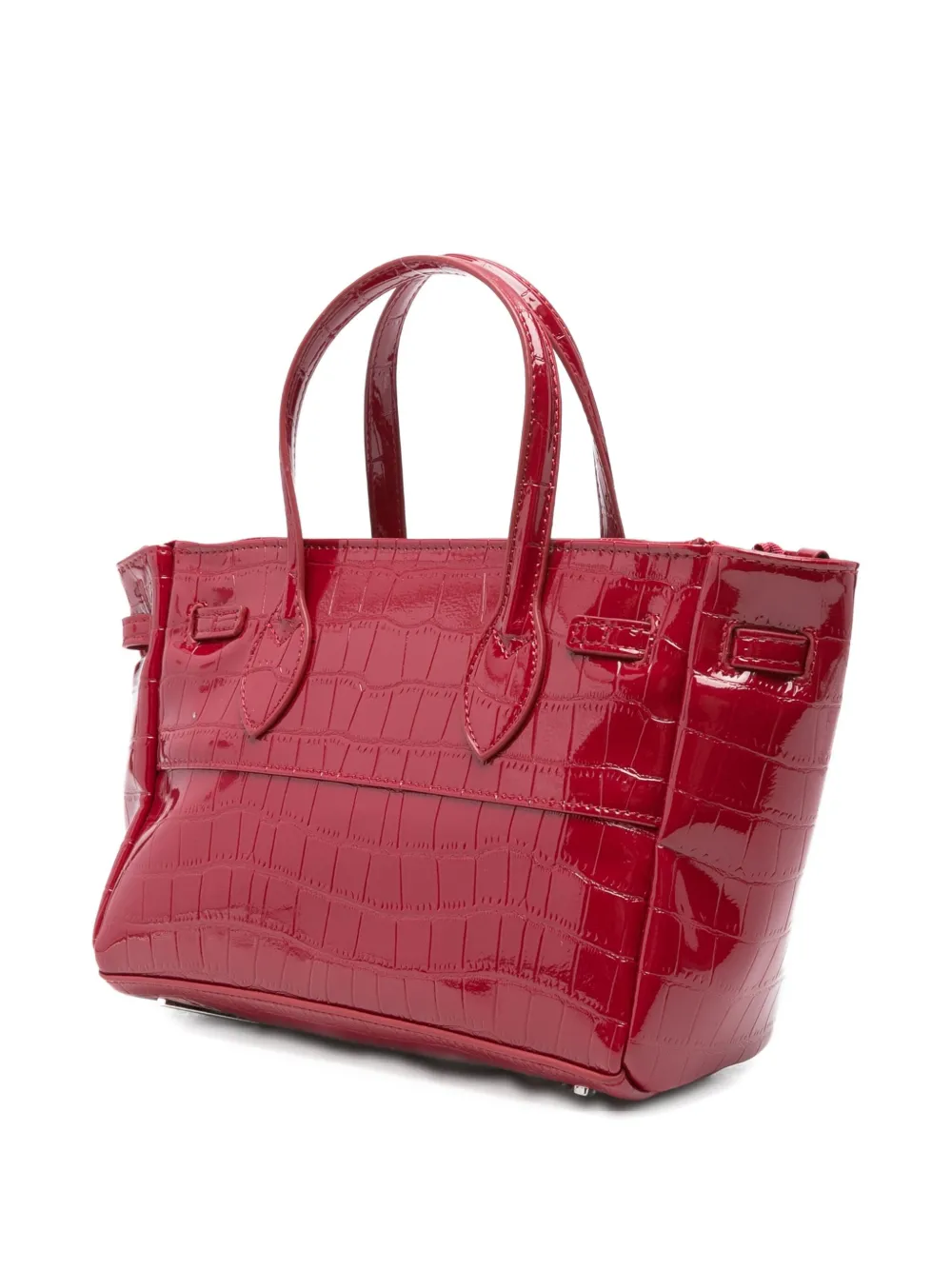 Secret Pon-pon Crocodile-embossed Shoulder Bag In Red