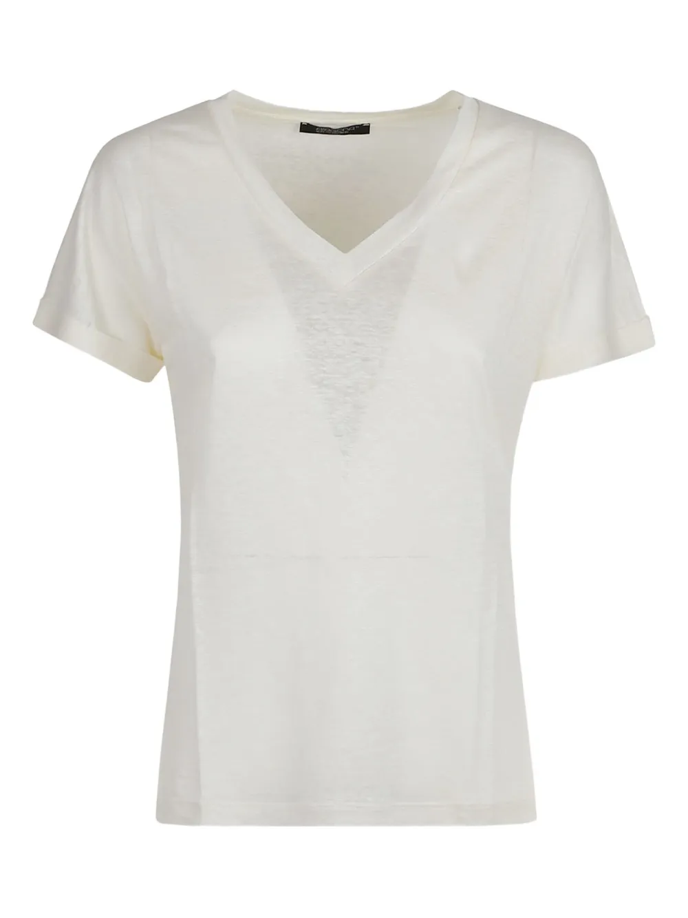 Aragona V-neck Linen T-shirt In White