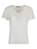 Aragona V-neck linen T-shirt - White