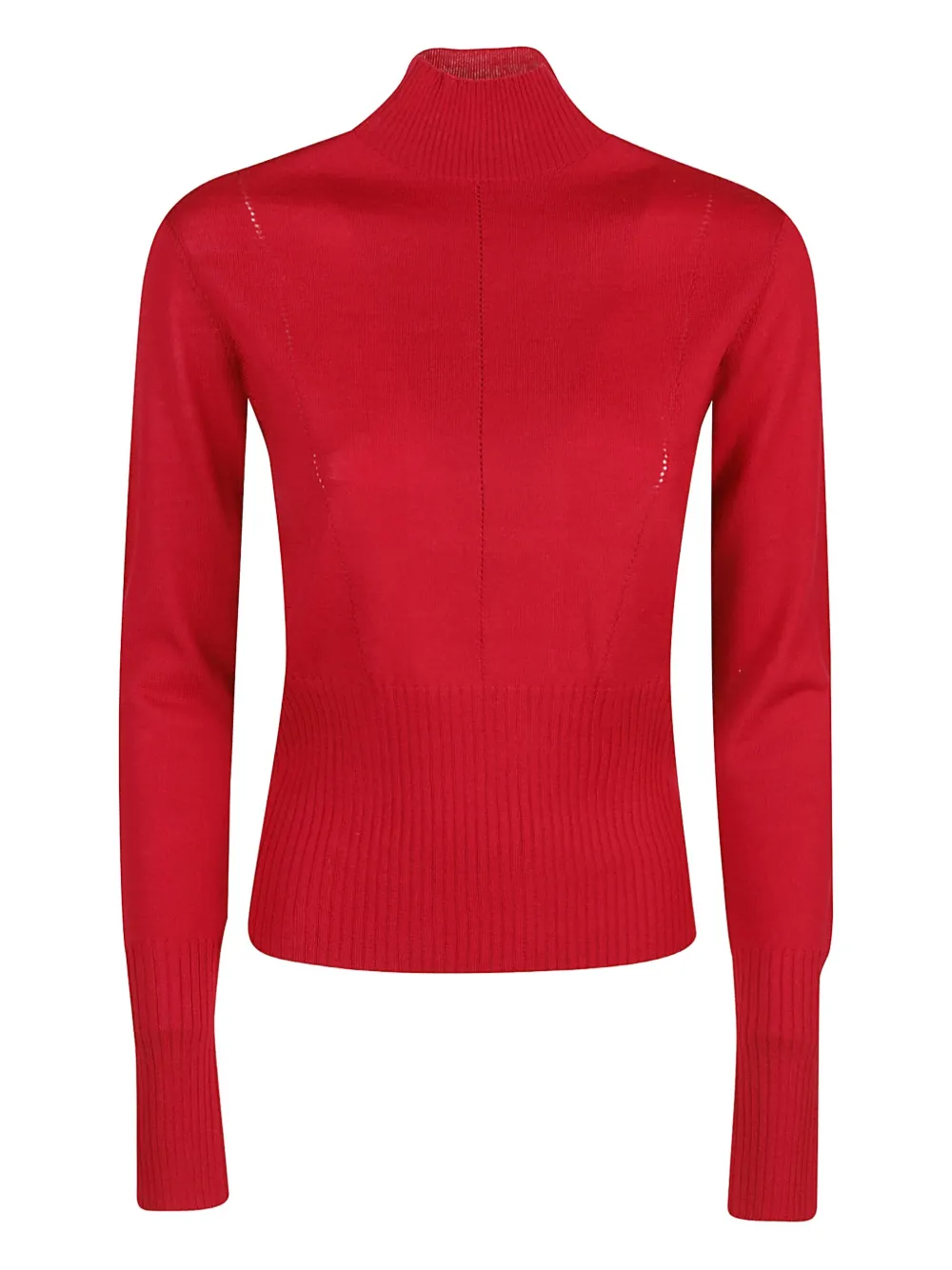 Patrizia Pepe High-neck Ribbed Sweater In Red