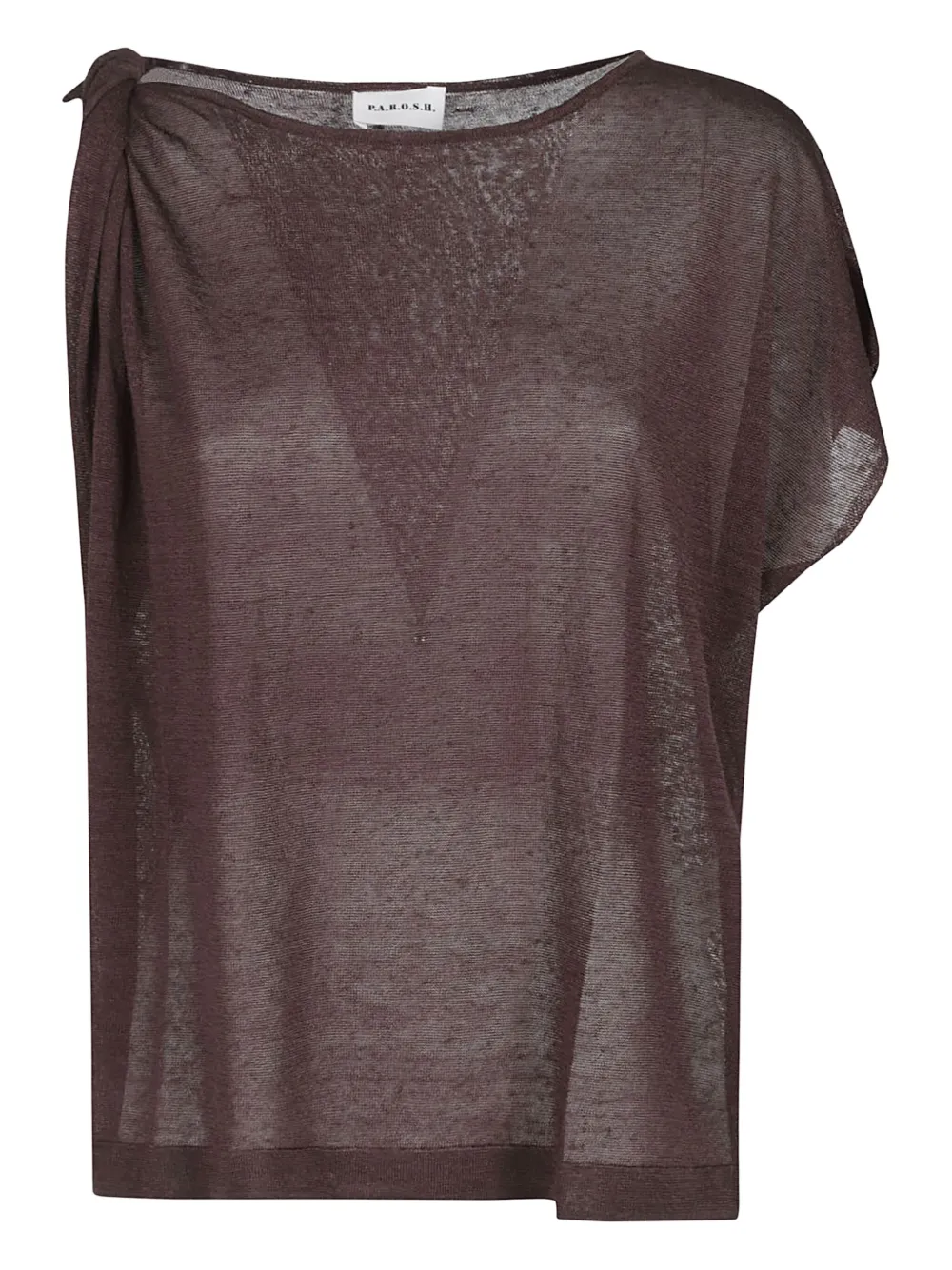 P.A.R.O.S.H. draped-shoulder linen knitted top | Brown | Image 1