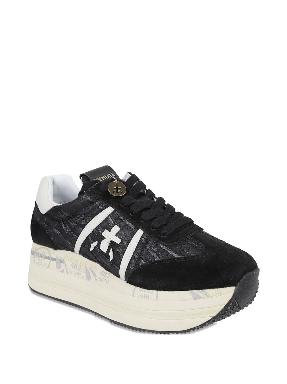 Premiata Sneakers met plateauzool en logo - Zwart