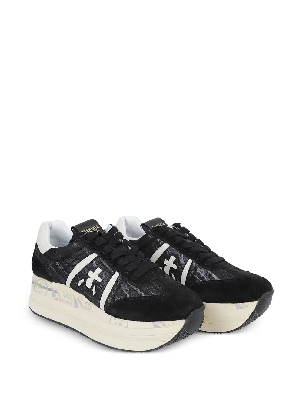 Premiata Sneakers met plateauzool en logo Zwart