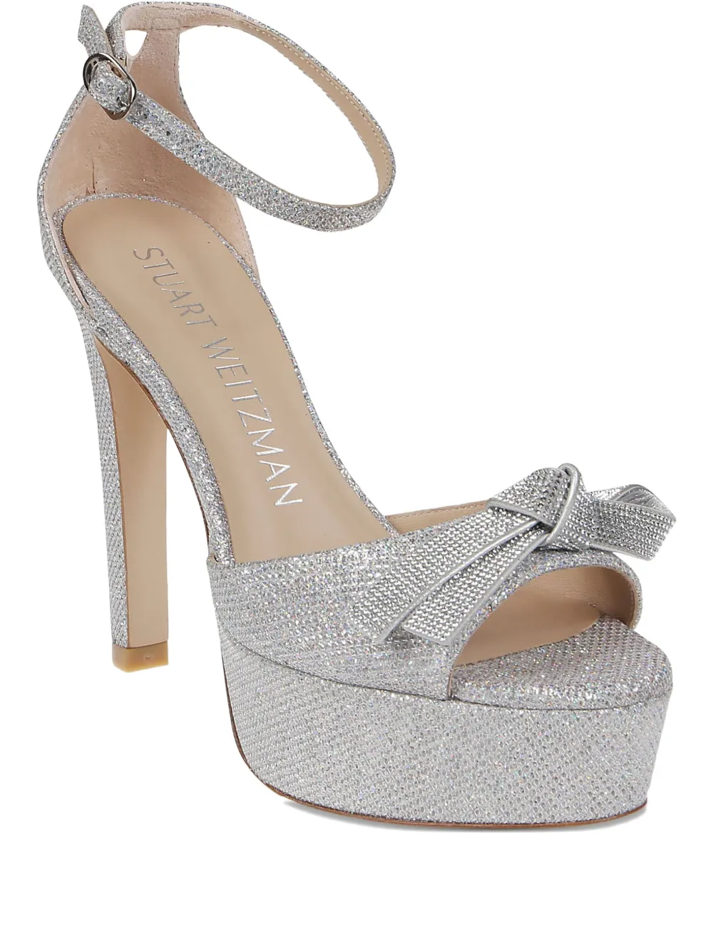Stuart Weitzman 145mm bow-embellished platform sandals Zilver