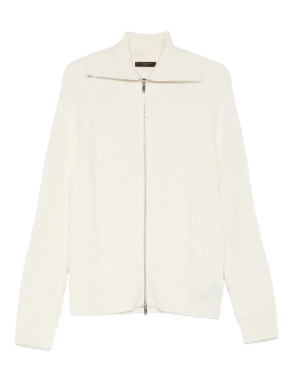 Incotex Zip-up Cardigan in White