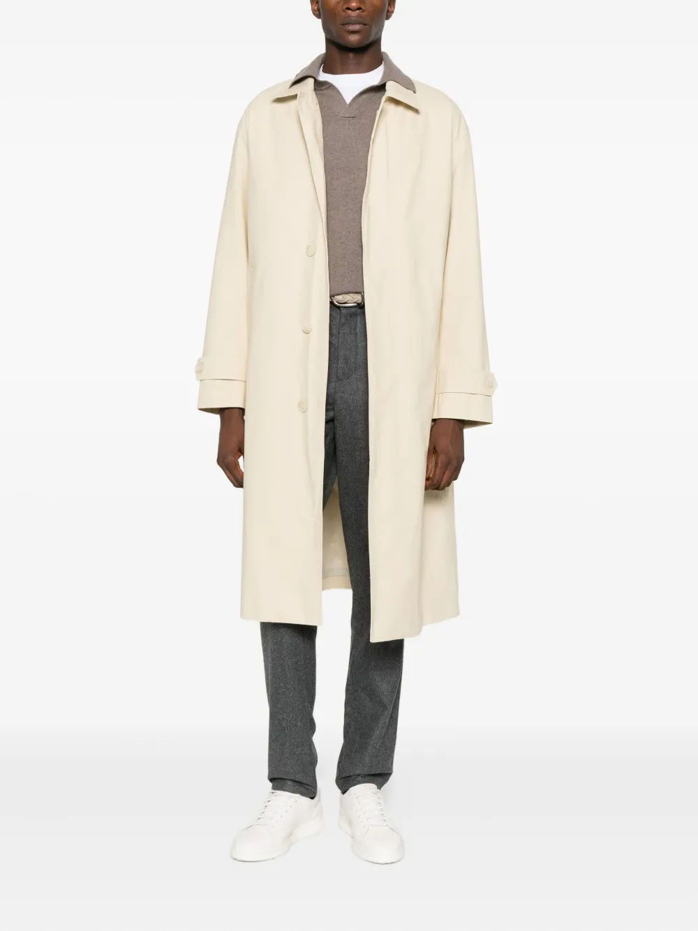 Brunello Cucinelli Polotrui met V-hals en lange mouwen - Bruin