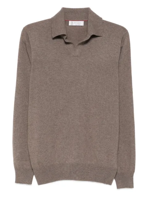 Brunello Cucinelli V-neck long-sleeve polo sweater