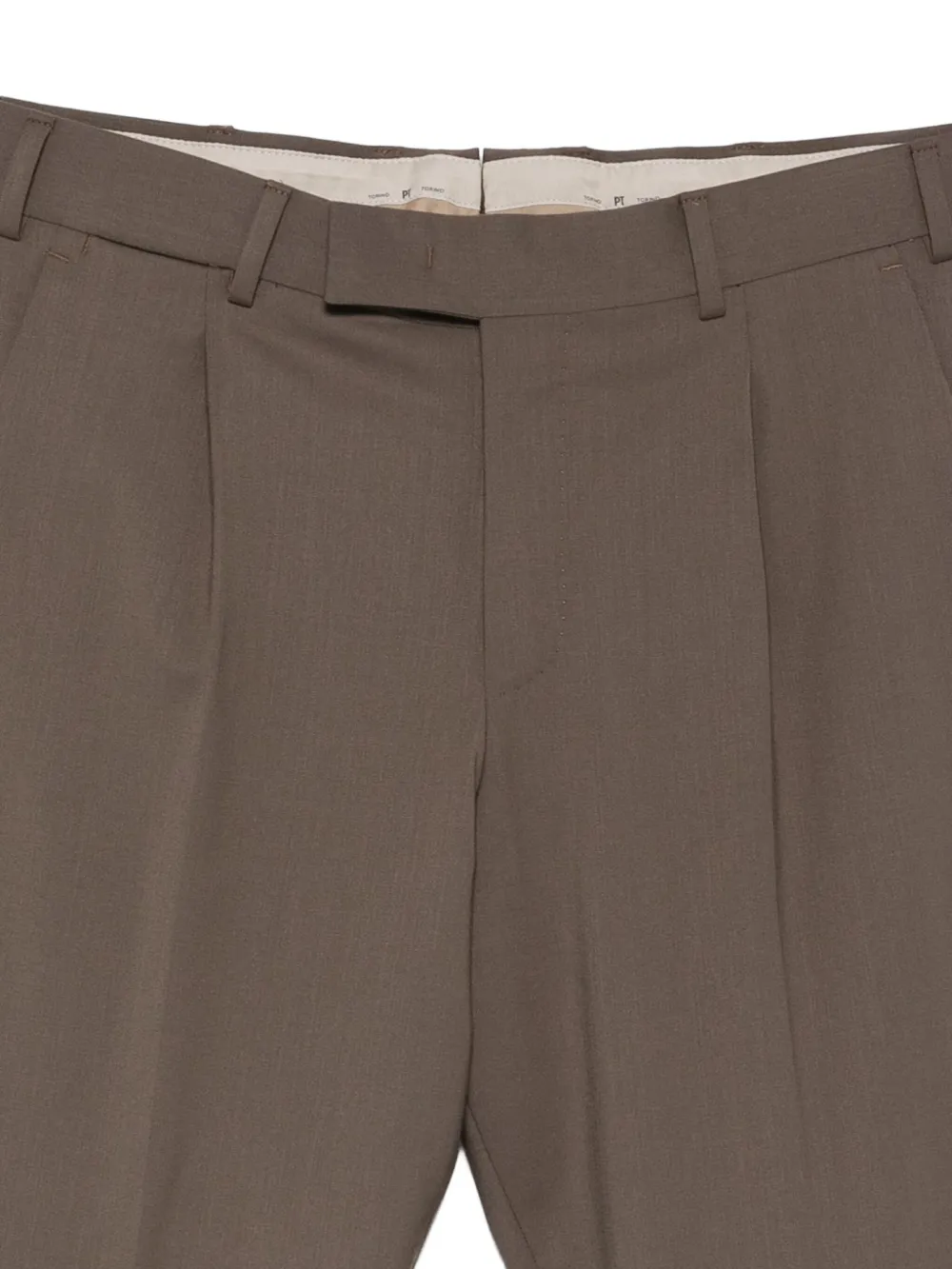 PT Torino Broek met plooien en omgeslagen pijpen Bruin