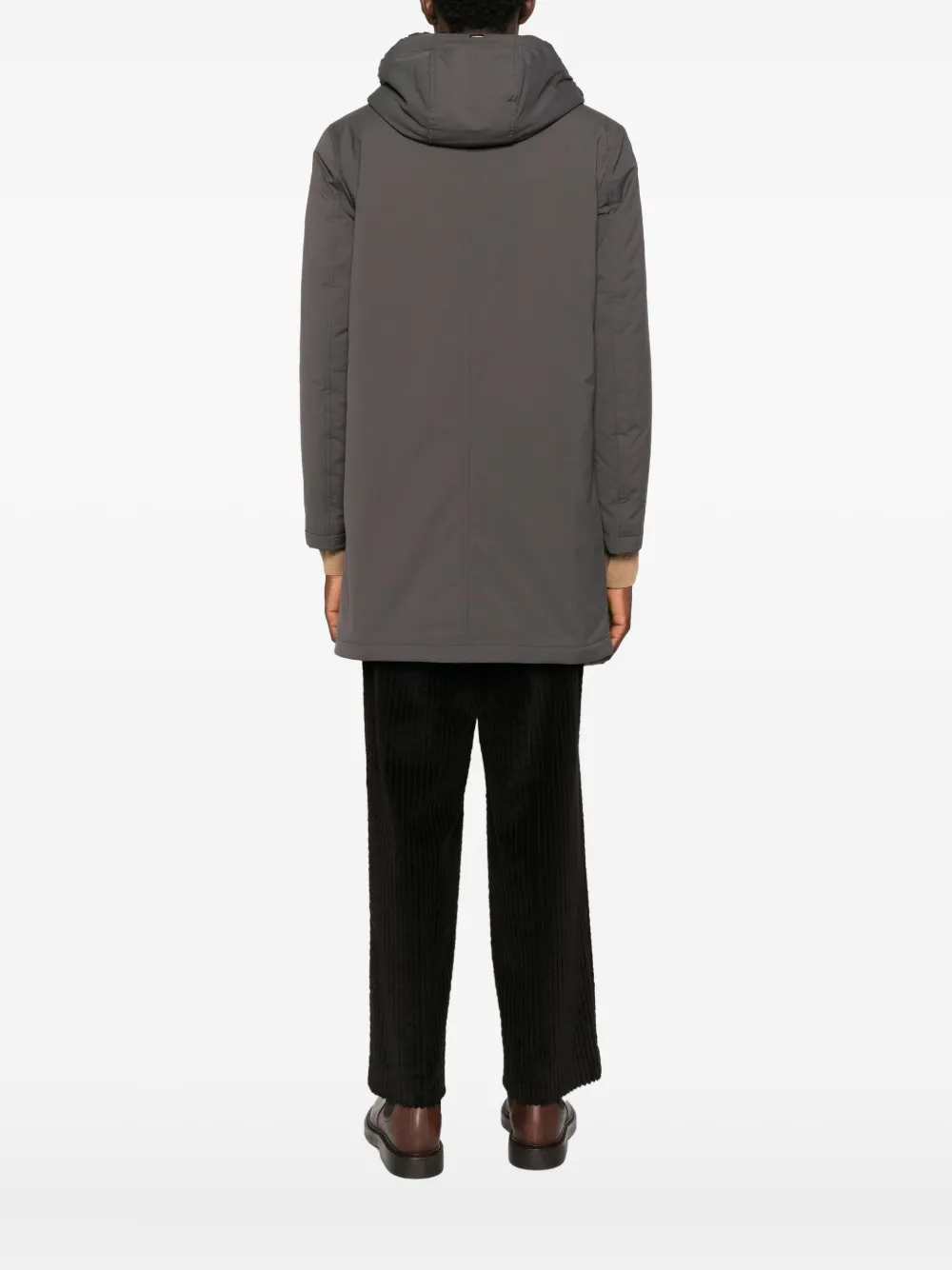 Herno Hooded Coat In Brown