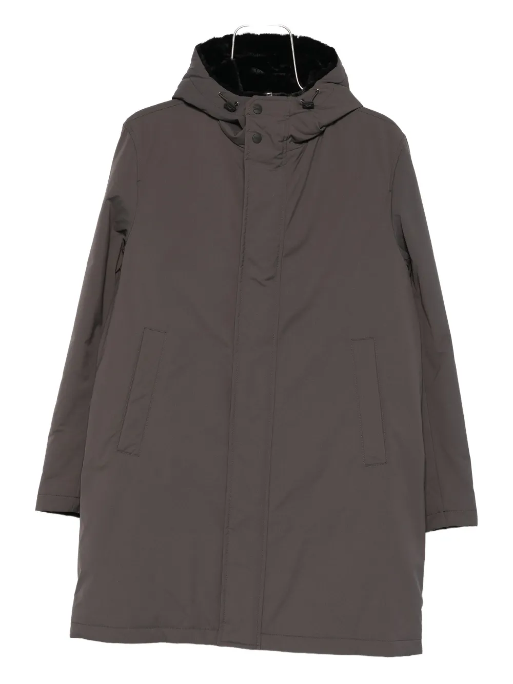 Herno Hooded Coat In Brown