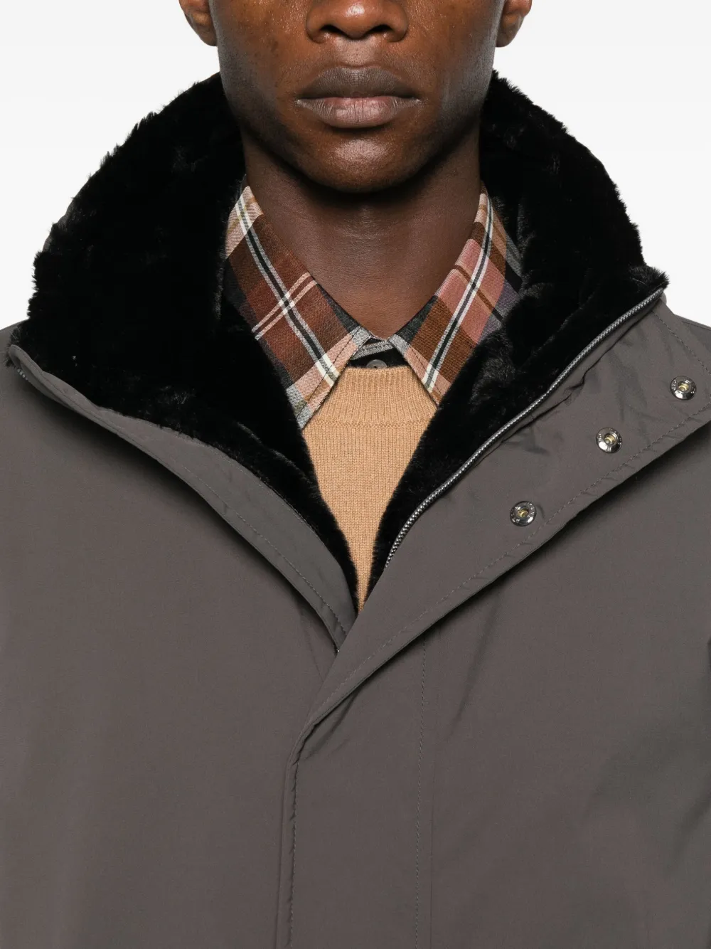 Herno Hooded Coat In Brown