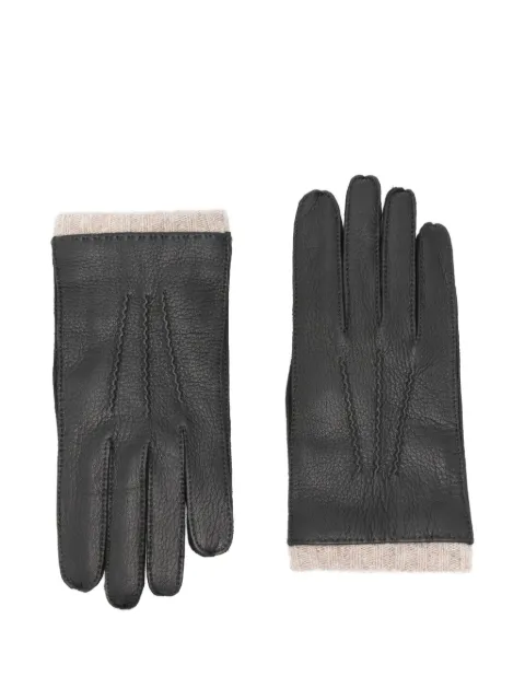 Paul Smith ribbed-trim leather gloves