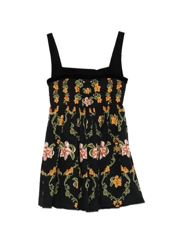 Agua Bendita Barbara Floral Mini Dress - Black