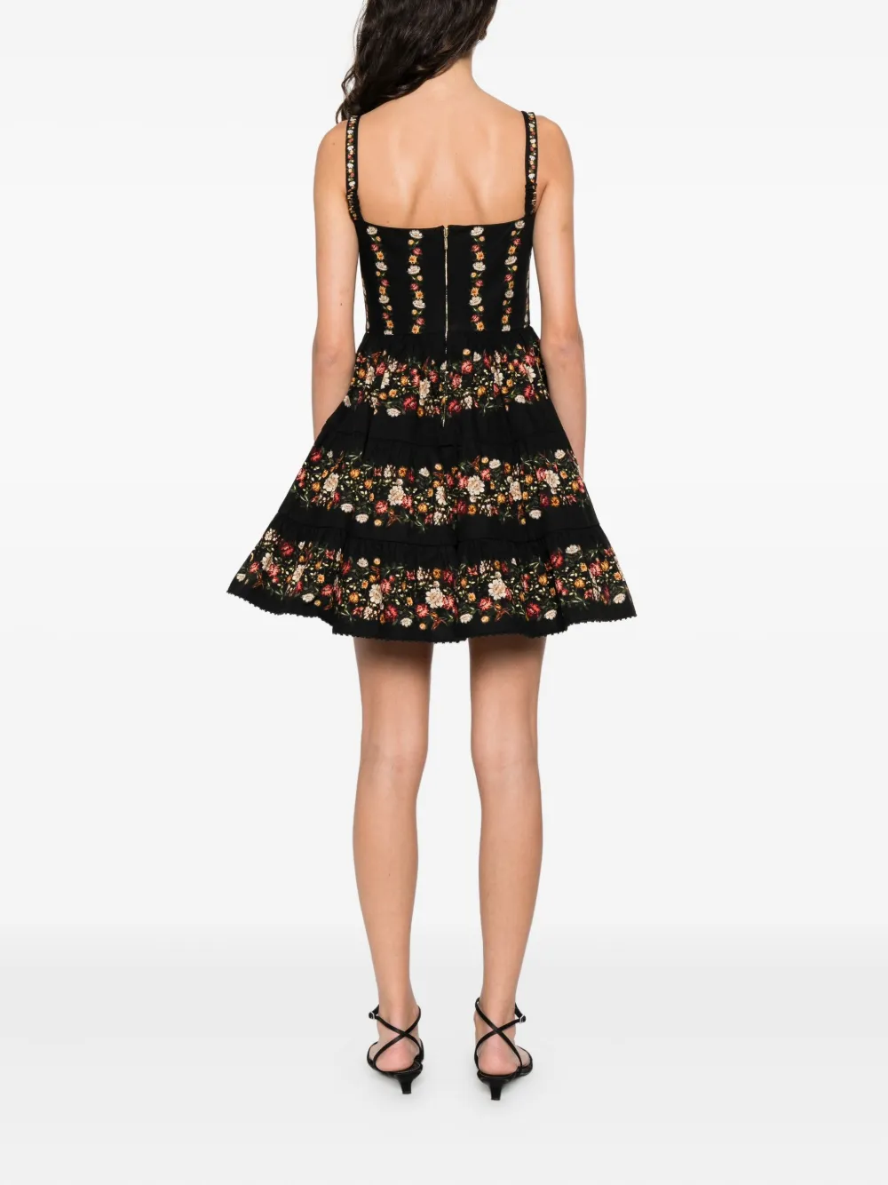 Agua By Agua Bendita Lima Strappy Floral Mini Dress In Black