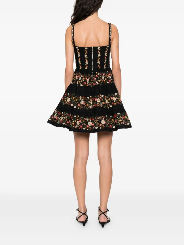 Agua By Agua Bendita Lima Strappy Floral Mini Dress | Black | FARFETCH ID