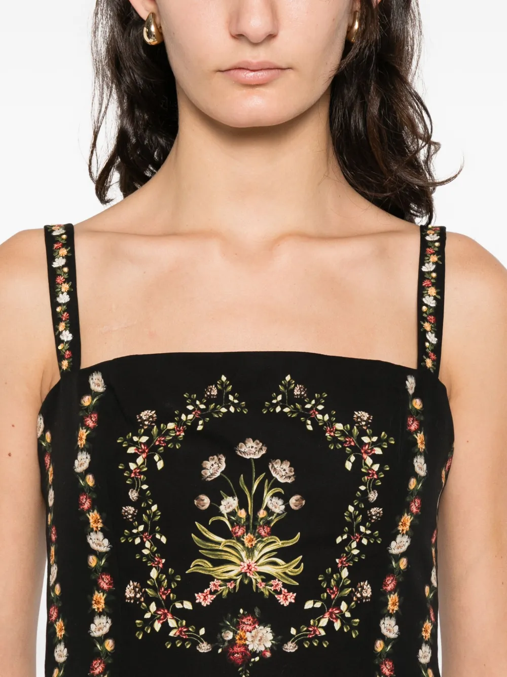Agua By Agua Bendita Lima Strappy Floral Mini Dress In Black