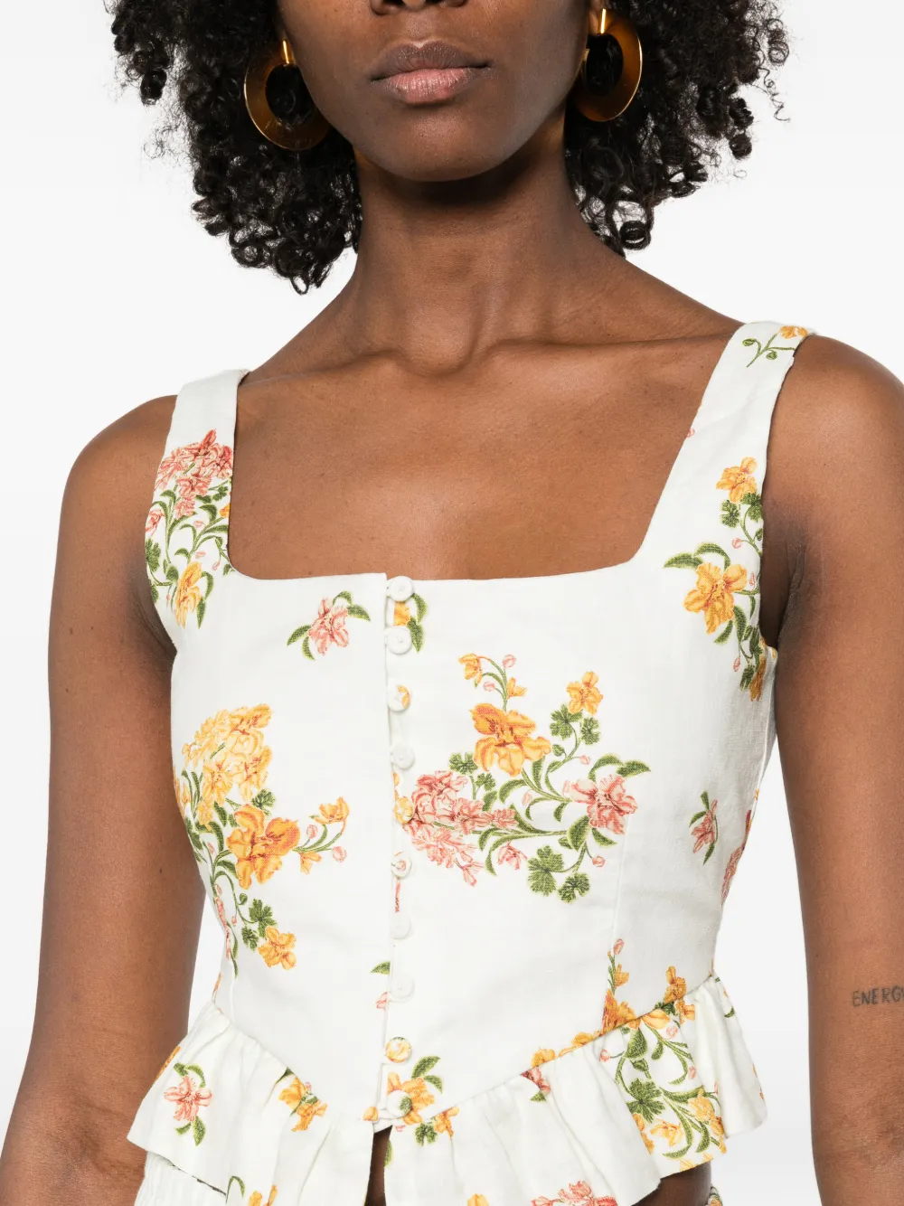 Agua By Agua Bendita Eslabon Cordillera korset top met bloemenprint Beige