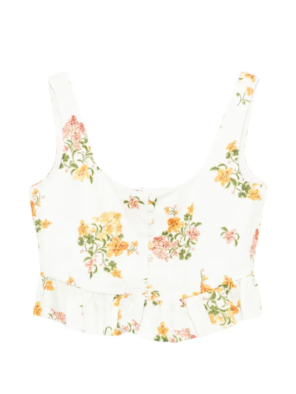 Agua by Agua Bendita Eslabon Cordillera Floral-print Corset Top in Neutrals